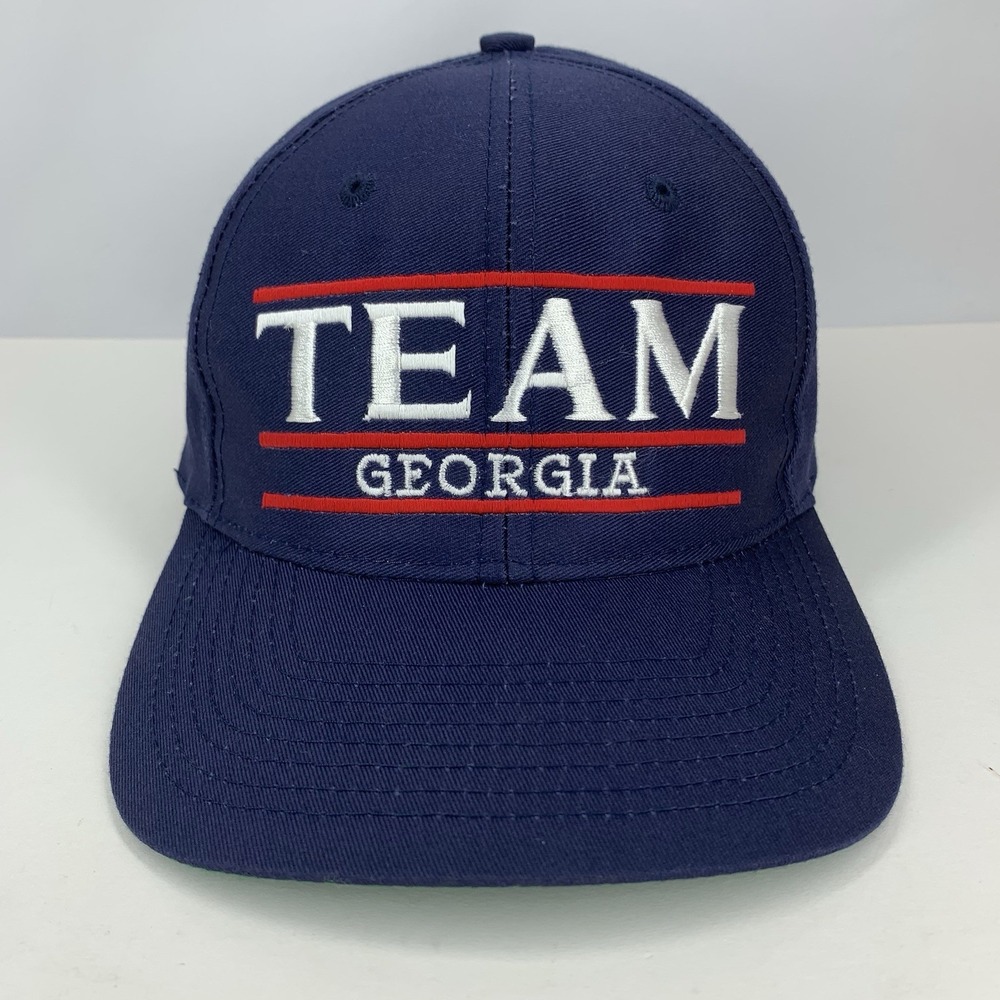 Team Georgia Split Bar Hat Small Blue Adjustable Snapback Baseball Cap